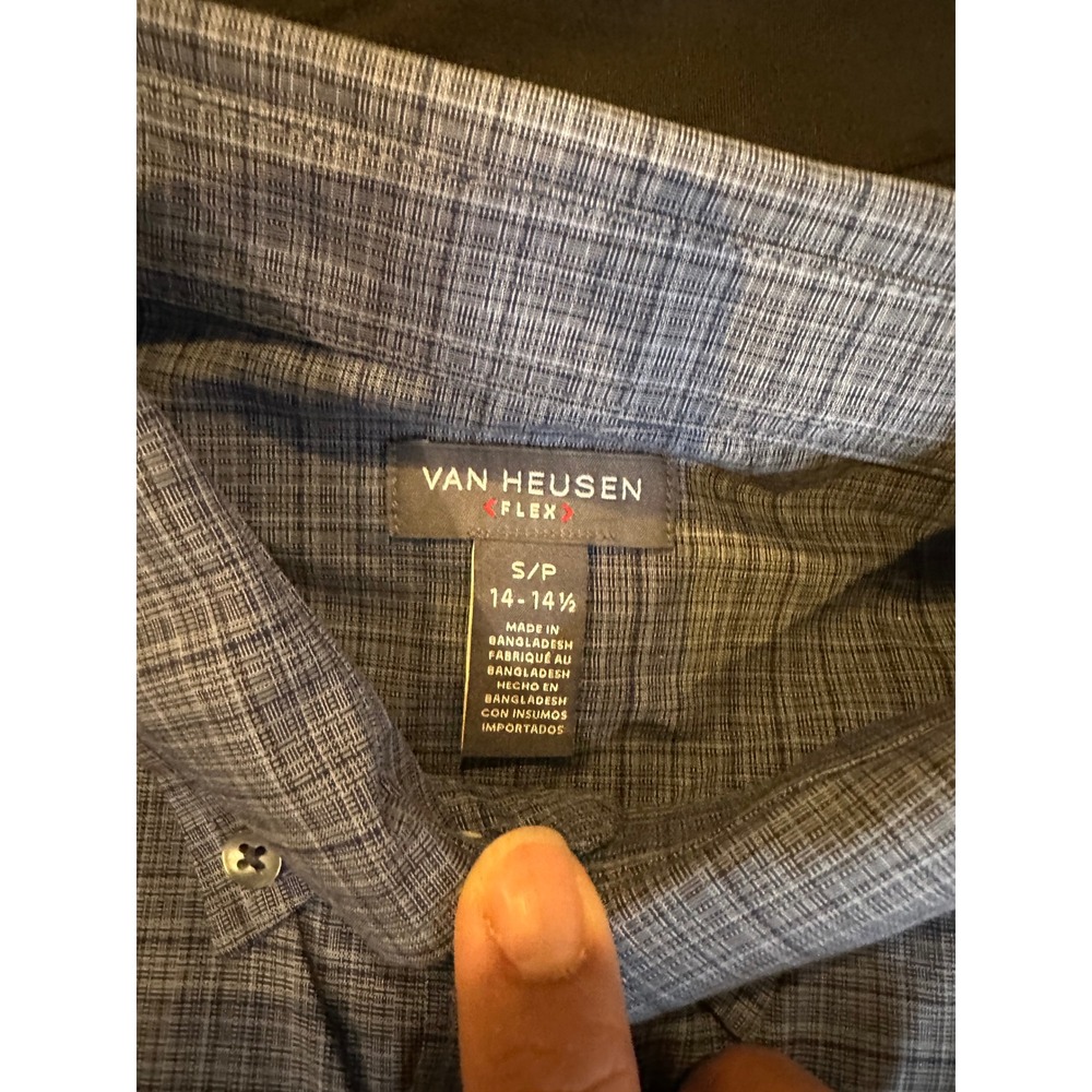 Van Heusen Flex Mens Sm Blue Underground Non Iron Short Sleeve Button Down Shirt - Picture 4 of 8